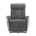 Fauteuil relax électrique releveur bi-moteur tissu velours bicolore gris spécial grande taille - MELIG