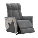 Fauteuil relax électrique releveur bi-moteur tissu velours bicolore gris spécial grande taille - MELIG