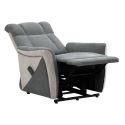 Fauteuil relax électrique releveur bi-moteur tissu velours bicolore gris spécial grande taille - MELIG