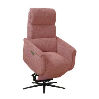 Fauteuil relax électrique releveur pivotant bi-moteur tissu croisé rouge brique - WILLY
