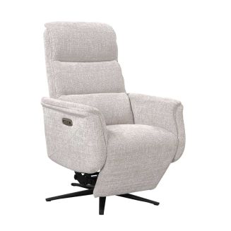 Fauteuil relax électrique releveur pivotant bi-moteur tissu croisé beige clair - WILLY