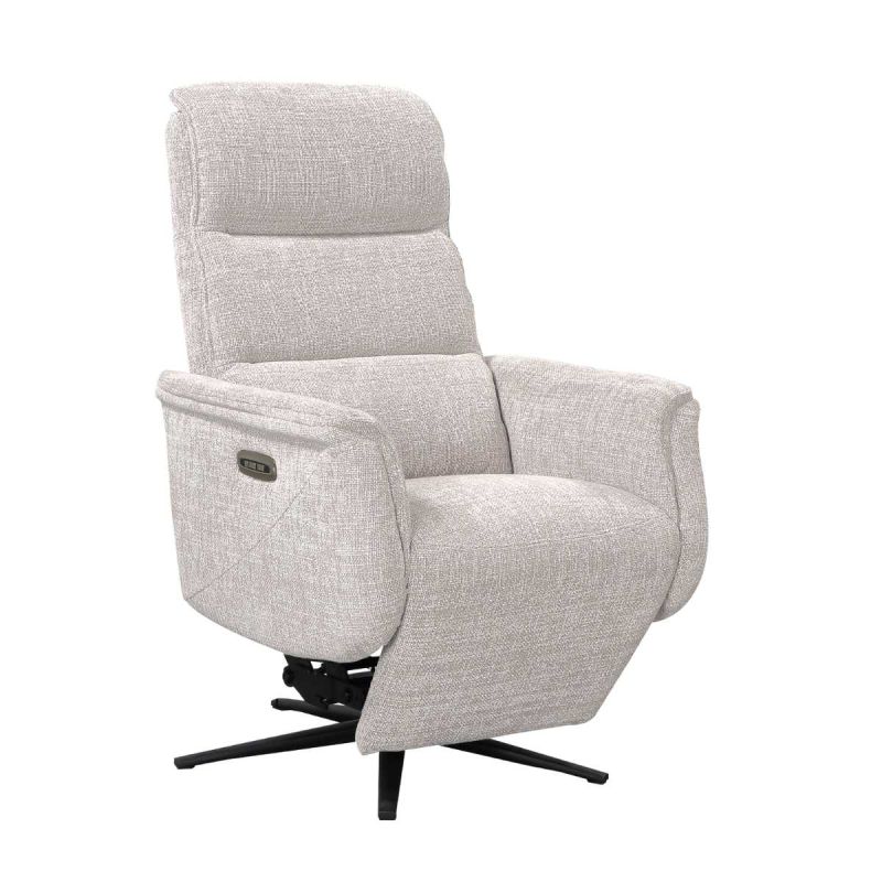 Fauteuil relax électrique releveur pivotant bi-moteur tissu croisé beige clair - WILLY