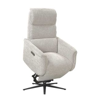 Fauteuil relax électrique releveur pivotant bi-moteur tissu croisé beige clair - WILLY