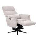 Fauteuil relax électrique releveur pivotant bi-moteur tissu croisé beige clair - WILLY