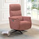 Fauteuil relax électrique pivotant tri-moteur tissu croisé brique réglable en hauteur - JOHNY
