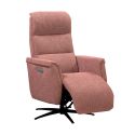 Fauteuil relax électrique pivotant tri-moteur tissu croisé brique réglable en hauteur - JOHNY