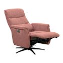 Fauteuil relax électrique pivotant tri-moteur tissu croisé brique réglable en hauteur - JOHNY