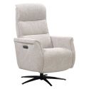 Fauteuil relax électrique pivotant tri-moteur tissu croisé naturel réglable en hauteur - JOHNY