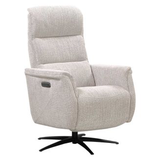 Fauteuil relax électrique pivotant tri-moteur tissu croisé naturel réglable en hauteur - JOHNY