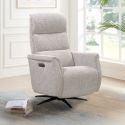 Fauteuil relax électrique pivotant tri-moteur tissu croisé naturel réglable en hauteur - JOHNY
