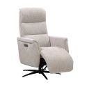 Fauteuil relax électrique pivotant tri-moteur tissu croisé naturel réglable en hauteur - JOHNY