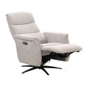 Fauteuil relax électrique pivotant tri-moteur tissu croisé naturel réglable en hauteur - JOHNY
