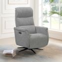 Fauteuil relax électrique pivotant tri-moteur tissu croisé gris graphite réglable en hauteur - JOHNY