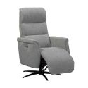 Fauteuil relax électrique pivotant tri-moteur tissu croisé gris graphite réglable en hauteur - JOHNY