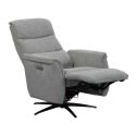 Fauteuil relax électrique pivotant tri-moteur tissu croisé gris graphite réglable en hauteur - JOHNY