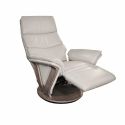 Fauteuil relax électrique pivotant bi-moteur en cuir/pvc couleur gris foncé pied en bois. - HOLLY