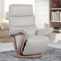 Fauteuil relax électrique pivotant bi-moteur en cuir/pvc couleur gris foncé pied en bois. - HOLLY