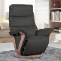 Fauteuil relax électrique pivotant bi-moteur en cuir/pvc couleur gris clair pied en bois. - HOLLY