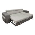 Canapé convertible méridienne réversible avec coffre + 2 poufs intégrés bicolore gris - CESAR