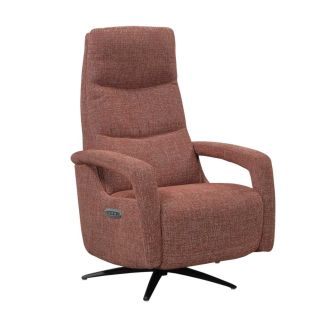 Fauteuil relax électrique pivotant tri-moteur tissu croisé brique réglable en hauteur - PAUWEL