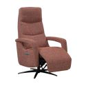 Fauteuil relax électrique pivotant tri-moteur tissu croisé brique réglable en hauteur - PAUWEL
