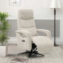 Fauteuil relax électrique pivotant tri-moteur tissu croisé naturel réglable en hauteur - PAUWEL