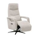 Fauteuil relax électrique pivotant tri-moteur tissu croisé naturel réglable en hauteur - PAUWEL