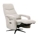 Fauteuil relax électrique pivotant tri-moteur tissu croisé naturel réglable en hauteur - PAUWEL