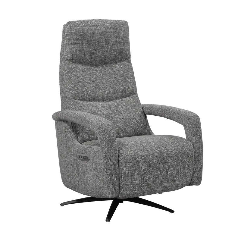 Fauteuil relax électrique pivotant tri-moteur tissu croisé gris graphite réglable en hauteur - PAUWEL