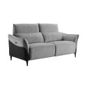 Canapé 2 places relax électrique tissu chenillé bicolore gris et gris carbone - AKENIA Canapé 2 places relax électrique tissu chenillé bicolore gris et gris carbone - AKENIA