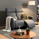 Canapé 2 places relax électrique tissu micro peau ultra doux gris foncé - SMALK Canapé 2 places relax électrique tissu micro peau ultra doux gris foncé - SMALK