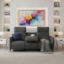 Canapé 3 places relax électrique tissu micro peau ultra doux gris foncé avec tablette centrale - SMALK Canapé 3 places relax électrique tissu micro peau ultra doux gris foncé avec tablette centrale - SMALK
