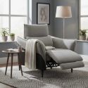 Fauteuil relax électrique tissu chenillé bicolore gris et gris carbone - AKENIA