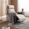 Fauteuil relax électrique tissu micro peau brun et mastic - NADIR