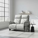 Canapé 2 places relax électrique tissu micro peau bicolore gris - SYMPHONY Canapé 2 places relax électrique tissu micro peau bicolore gris - SYMPHONY