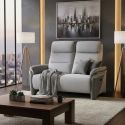 Canapé 2 places relax électrique tissu polyester gris clair et gris foncé - NADIR Canapé 2 places relax électrique tissu polyester gris clair et gris foncé - NADIR