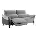 Ensemble canapé relax électrique 3pl + canapé fixe tissu chenillé gris - AKENIA