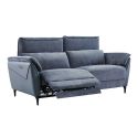 Ensemble canapé relax électrique 3 places + canapé fixe 2 places bi-matière bleu - CELESTE