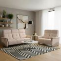 Ensemble canapé relax électrique 3 places + canapé fixe 2 places tissu maillé beige - AUSTRAL