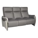 Ensemble canapé relax électrique 3 places + canapé fixe 2 places tissu micro grain gris - SANGY