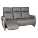 Ensemble canapé relax électrique 3 places + canapé fixe 2 places tissu micro grain gris - SANGY