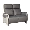 Ensemble canapé relax électrique 3 places + canapé fixe 2 places tissu micro grain gris - SANGY
