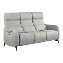Ensemble canapé relax électrique 3pl + canapé fixe 2pl tissu micro peau gris clair - SMALK