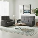 Ensemble canapé relax électrique 3pl + canapé fixe 2pl tissu micro peau gris foncé - SMALK