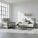 Ensemble canapé relax électrique 3pl + canapé fixe 2pl tissu micro peau gris - SYMPHONY