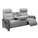 Ensemble canapé relax électrique 3pl + canapé fixe 2pl tissu polyester gris - NADIR
