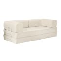 Canapé-lit 2 places modulable en mousse et tissu velours coloris crème - EDNA