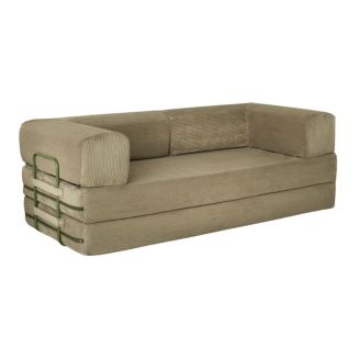 Canapé-lit 2 places modulable en mousse et tissu velours coloris vert - EDNA