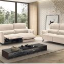 Ensemble Canapé relax électrique + canapé fixe tissu Waterproof Beige - BURGOS