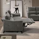 Ensemble Canapé relax électrique + canapé fixe tissu Waterproof Gris - BURGOS